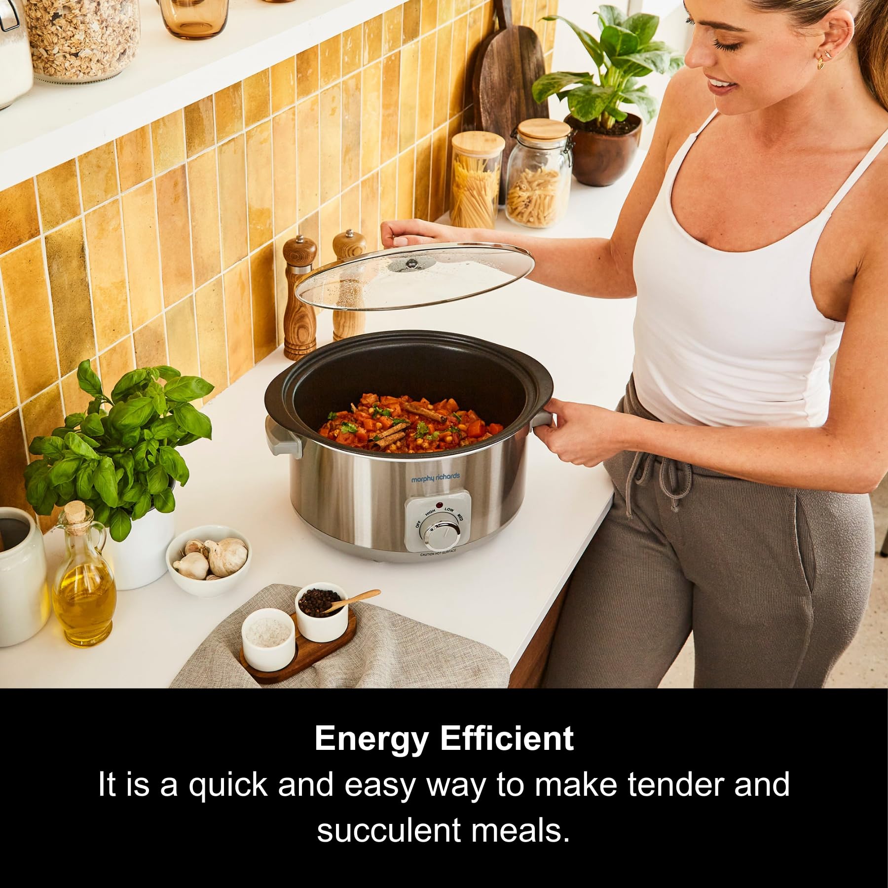 Morphy Richards 461014 Sear & Stew - Olla de cocina lenta de aluminio (6,5 L), solución de olla