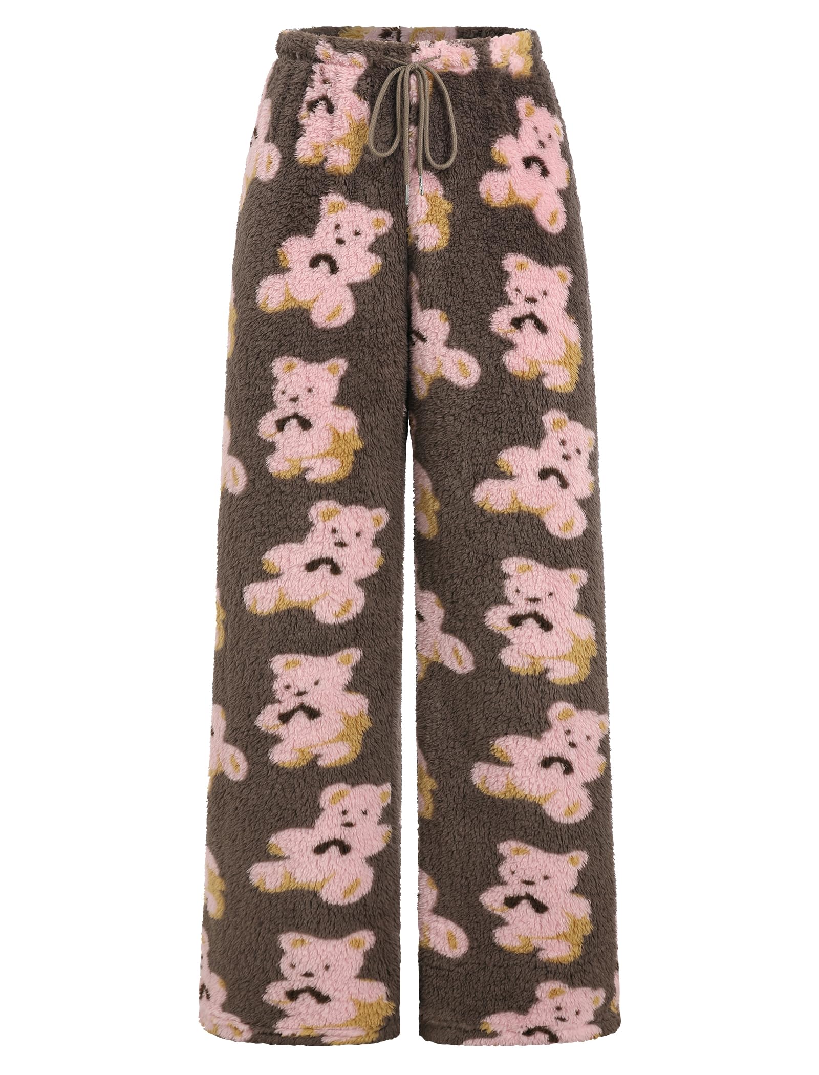 ZAFUL Women's Fuzzy Plush Pajama Pants Wide Leg Pj Bottoms Lounge Pants