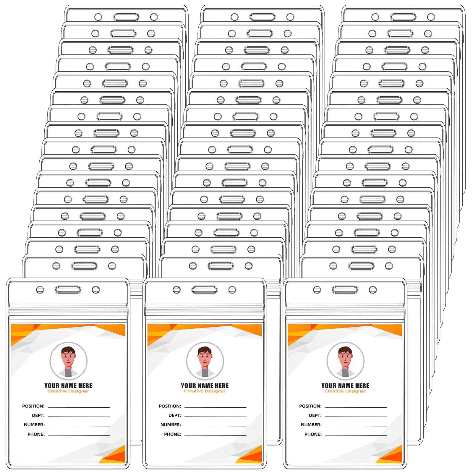 Mardatt 50Pcs Clear Vertical Name Badge
