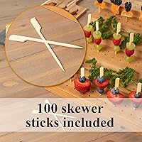 Vista 5 de Soporte para brochetas de bambú con 180 agujeros, ideal para bufé, fiestas de cóctel y eventos de catering, soporte de alimentos de seis niveles