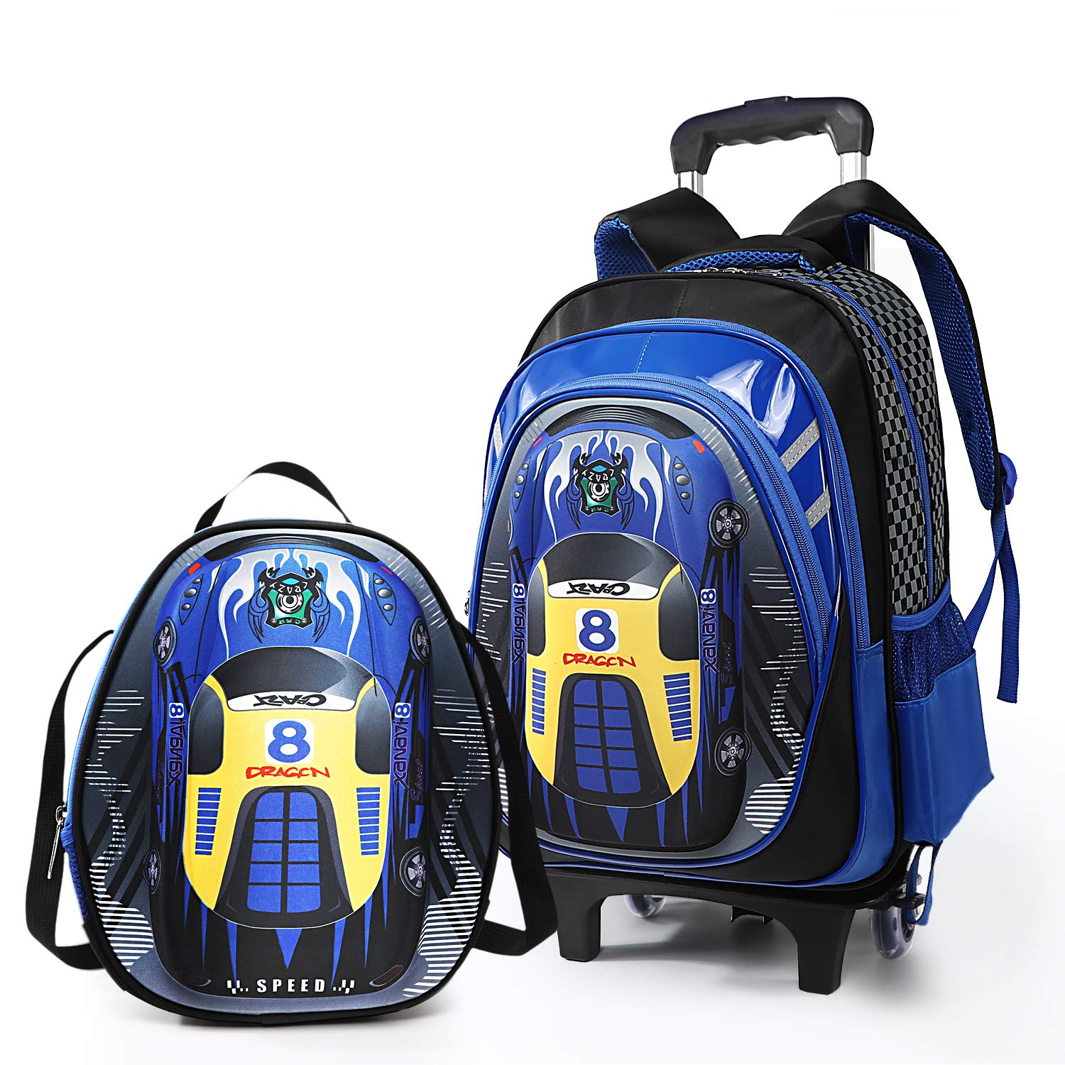 Lyfreen Kids Backpack, 2PC Rolling Backpack School Backpacks for Girls Boys Backpack for School (Red