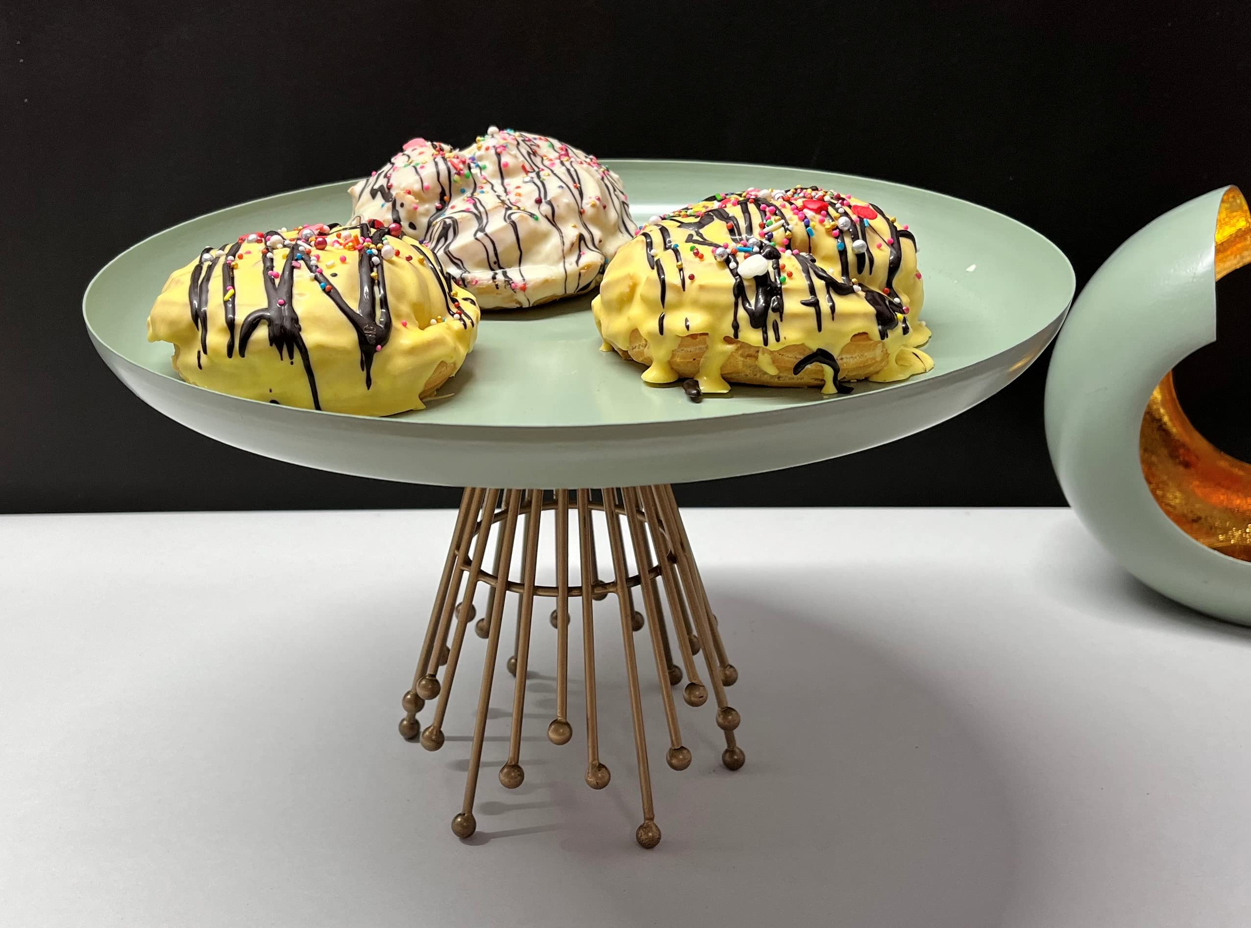 Dream Deco Metal Cake Stand (Green/Gold)
