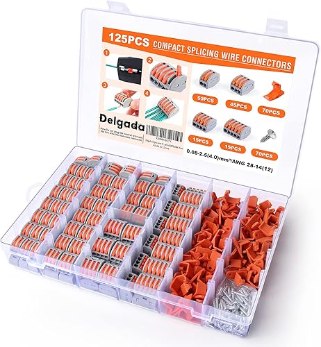 Delgada Kit de tuercas de conectores de cable de palanca compacta, 265 piezas, terminales de cableado reutilizables de 2345 puertos, conectores de