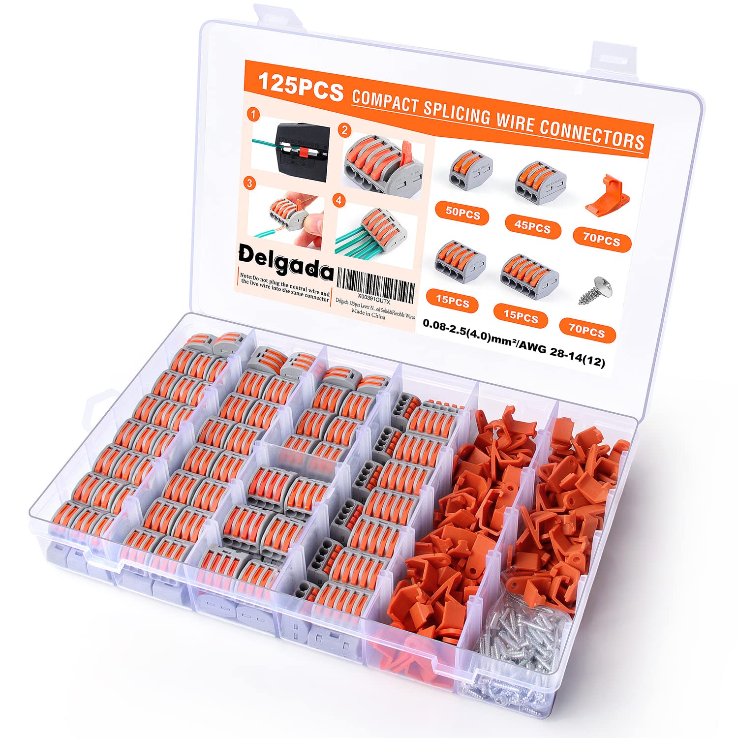 Delgada Kit di 265 connettori compatti a leva, dadi e connettori a 2/3/4/5 porte, terminali di cablaggio a innesto rapido, connettori universali per conduttori elettrici