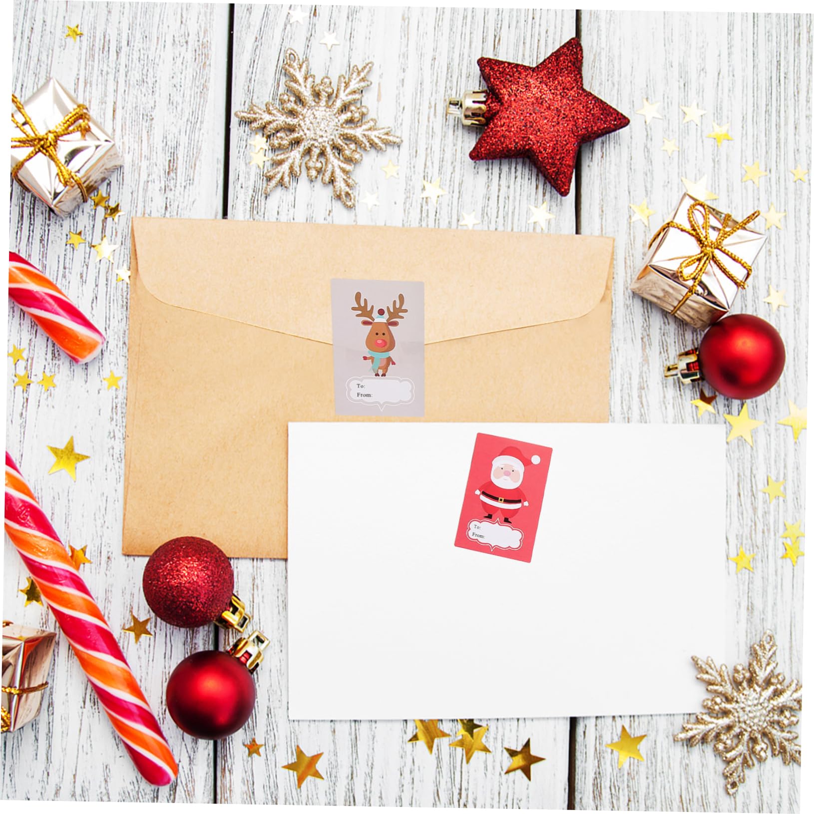 NUOBESTY 5 Juegos Etiqueta Pegatinas Papel Adhesivo Imprimible Decoración Navideña Artículos Navideños Christmas Stickers Calcomanías De Sobres Navideños Calcomanías De Navidad 2 Rollos * 5