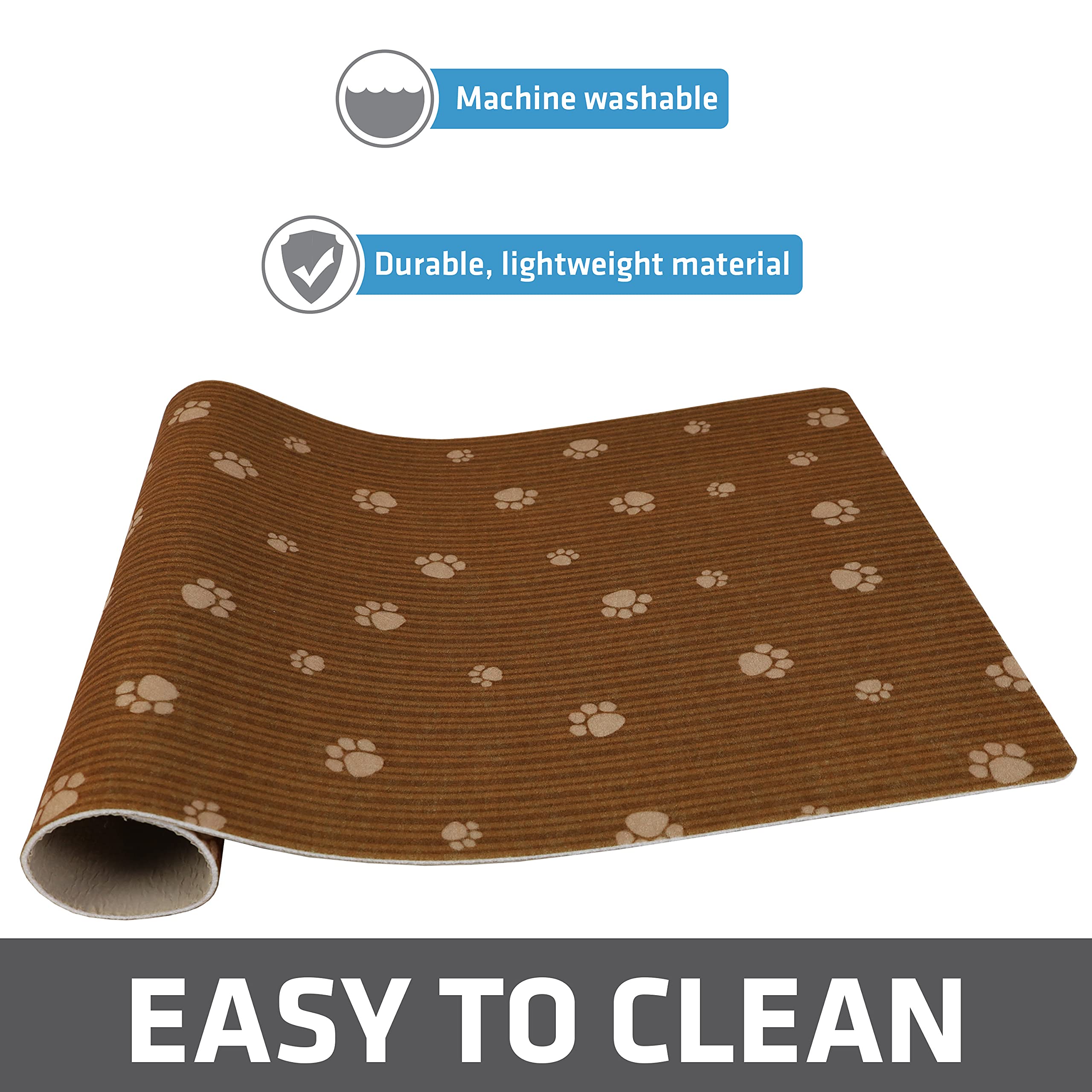 Drymate Pet Bowl Placemat, Dog & Cat Food Feeding Mats, 12x20, Tan Paw 4