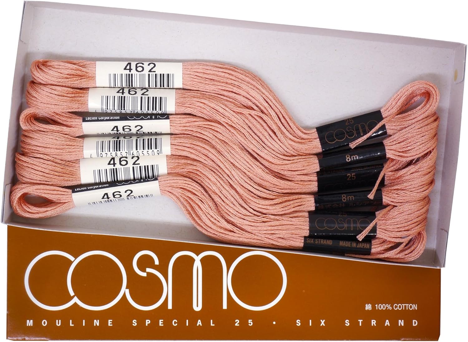 Cosmo No. 25 Embroidery Thread, 26.2 ft (8 m) Bundles, 1 Box Containing 6 Bundles