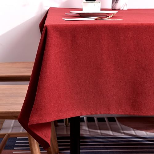 BALCONY & FALCON Mantel rectangular de lino lavable, impermeable, a prueba de aceite, a prueba de arrugas y polvo, utilizado para reuniones,