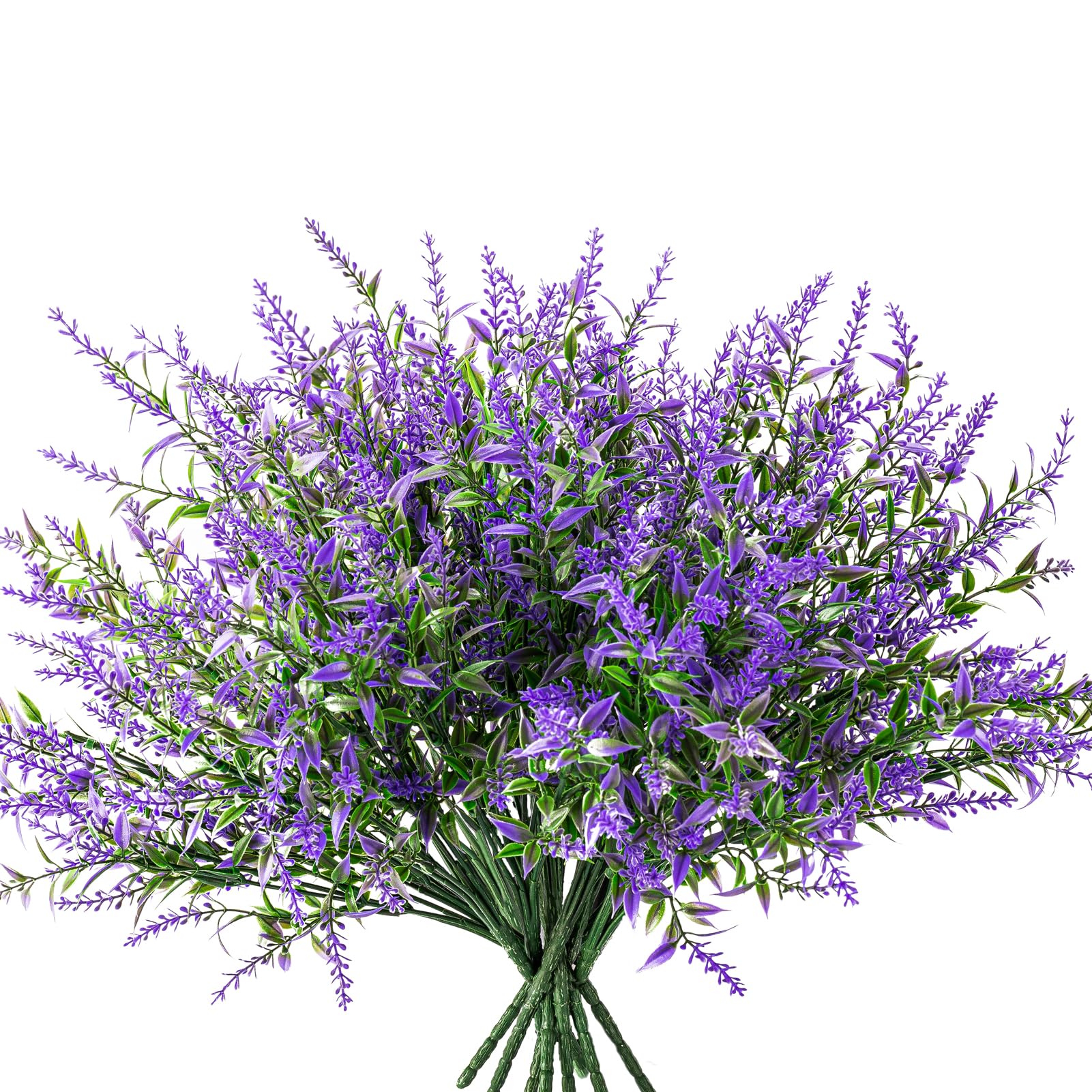 MagicBean 10 Pcs Artificial Lavender Flowers,UV Resistant Small Artificial Plants,Faux Plastic Greenery for Indoor Outside Hanging Plants Garden Porch Window Box Home Wedding Decor (Purple)