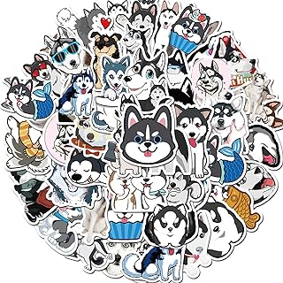 Cute Siberian Husky Dog Stickers (50 PCS) Funny Animal Stickers for Teens, Girls, Adults,Kids - Stickers for Waterbottles,...