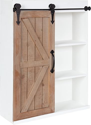 Miniatura 29 de Kate and Laurel Cates - Armario de pared rústico, 22 x 28; blanco y gris; armario de almacenamiento montado en la pared de granja