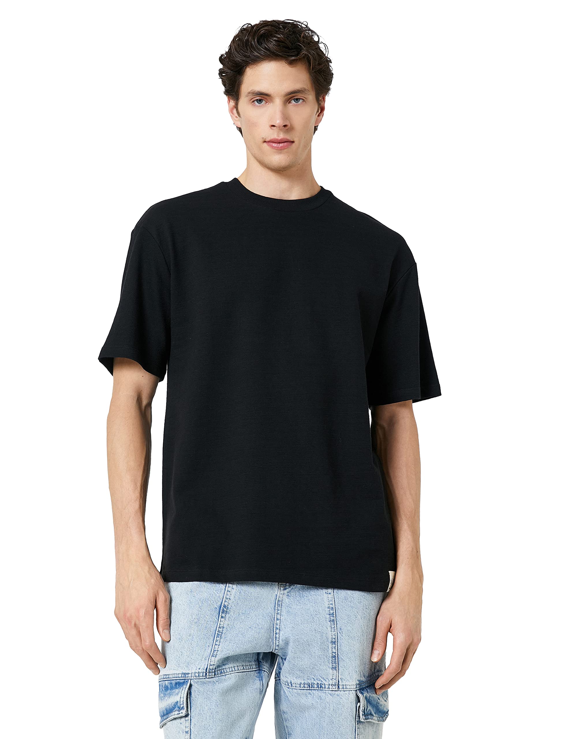 Basic Oversize Tişört Bisiklet Yaka Kısa Kollu