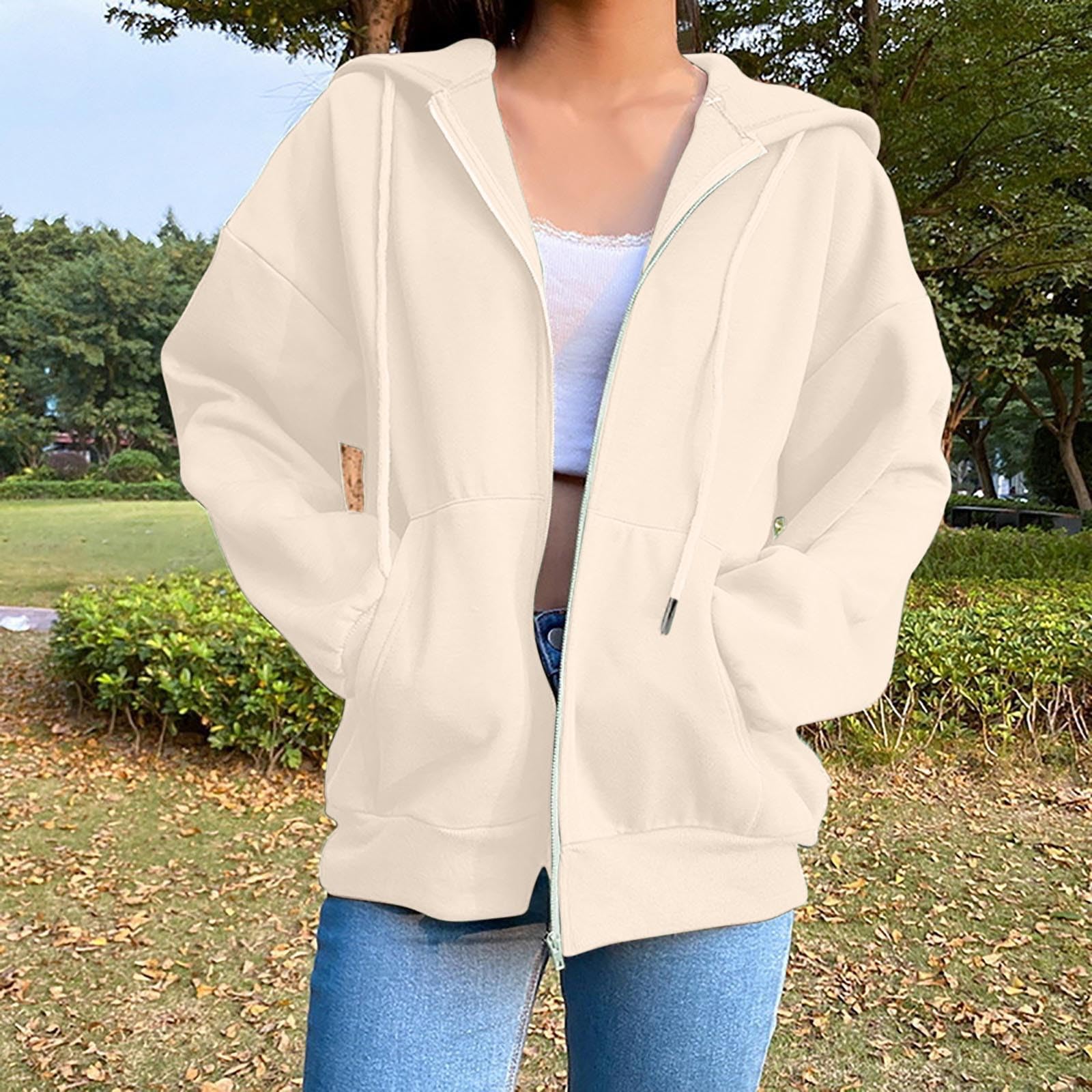 Generico Felpa Donna con Zip E Cappuccio Autunno Invernale Manica Lunga | Felpe Comode Leggera Giacca Oversize Hoodie Per Sportiva Casual In Stile College Per Fitness Corsa Trekking Running