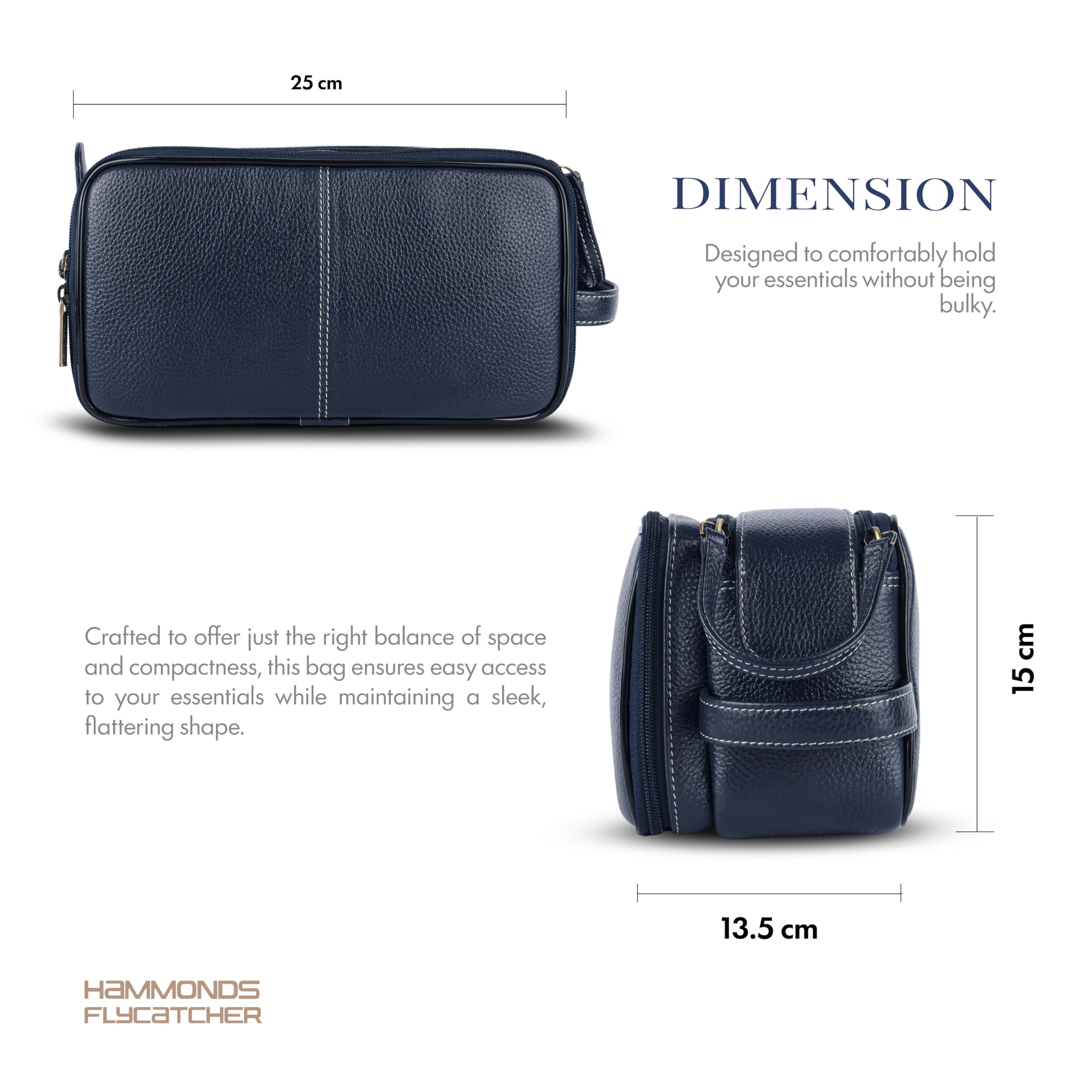 Hammonds Flycatcher Bolsa de afeitado de cuero genuino para hombre, kit de cuero Dopp, bolsa de aseo de viaje, organizador de kit de higiene y aseo personal, cuero libre de crueldad y estuche de