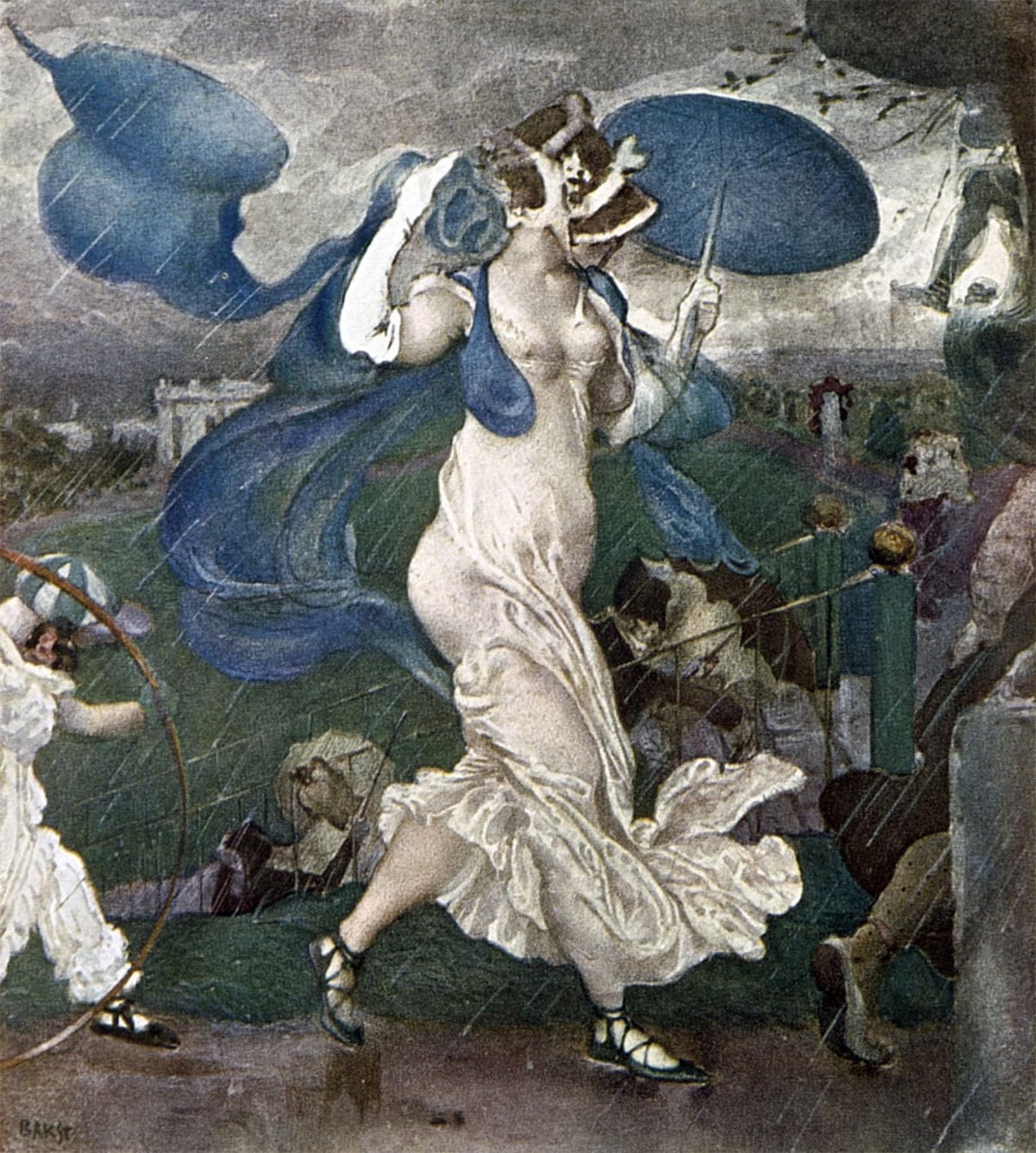 POSTERIIk Famous Modern Artwork Art Mural the Downpour Design for a Ballet by Leon Bakst Oil Paintings Pictures for Home Decor 60x90cm