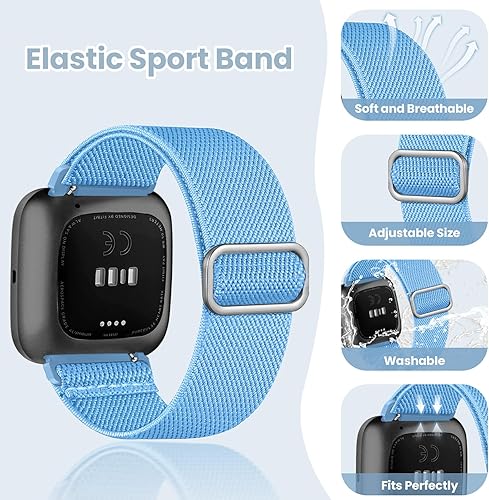 Miniatura 3 de Paquete de 8 bandas elásticas compatibles con Fitbit Versa 2VersaVersa LiteVersa SE para mujeres y hombres, correa trenzada de nailon elástico