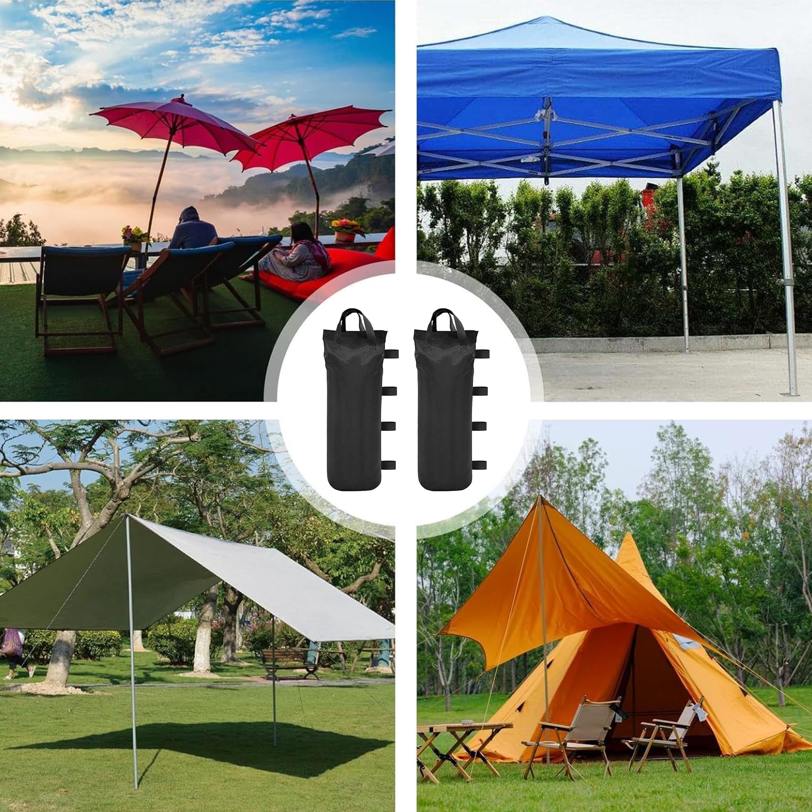 Set di 8 Pesi per Gazebo 50x20 cm, Sacchi di Sabbia per Gambe di Tende Pop-Up, Realizzati in Tessuto Oxford Resistente, Pesi di Stabilizzazione per Gazebo, Giardino e Spiaggia