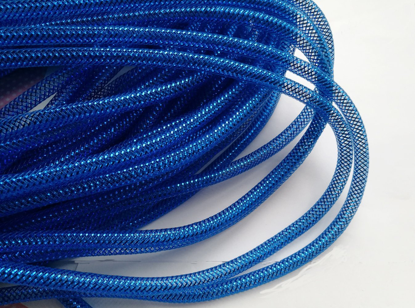 YYCRAFT One Roll 30 Yards Solid Mesh Tube Deco Flex for Wreaths Cyberlox CRIN Crafts 8mm 3/8-Inch (All Royal)