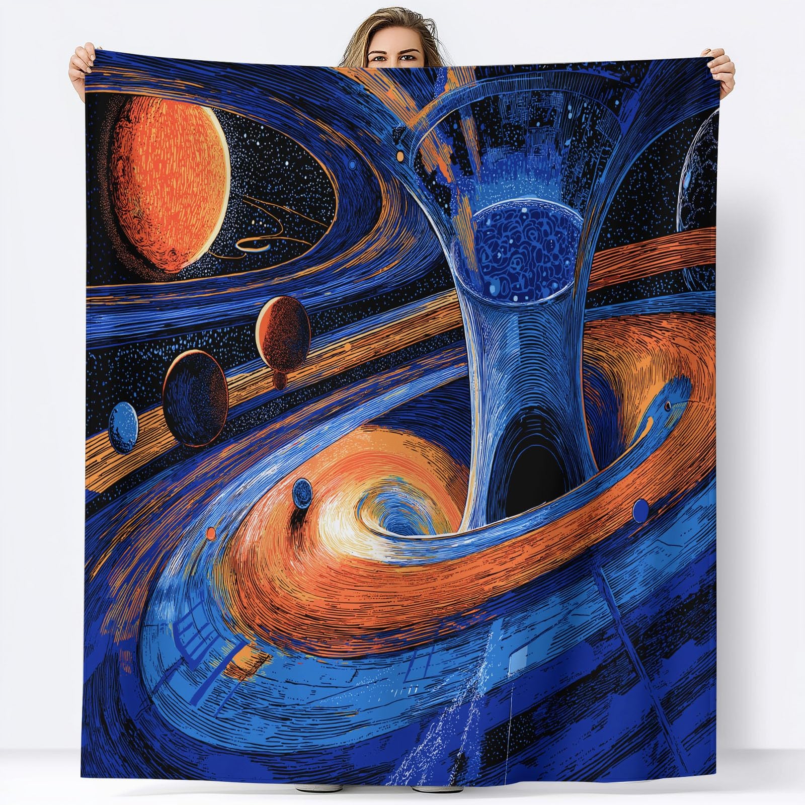 Fantazyjny flanelowy koc polarowy, narzuta na sofę, narzuta na sofę, wygodna narzuta na łóżko 2-osobowe narzuta na łóżko w kratę zimowy, 220 x 240 cm Niebieski