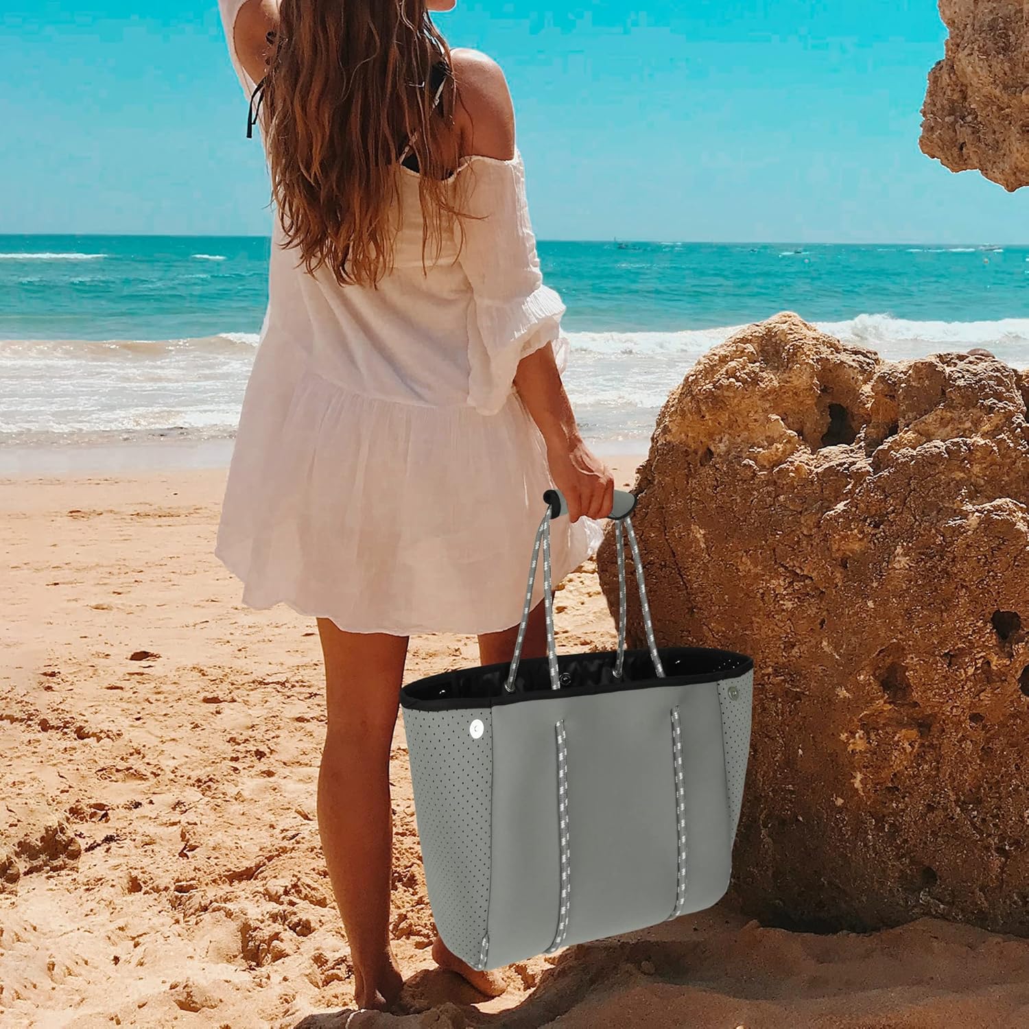 Neoprene Tote Bag - Large Travel Beach Pool Gym Handbag for Women & Men - Image 2