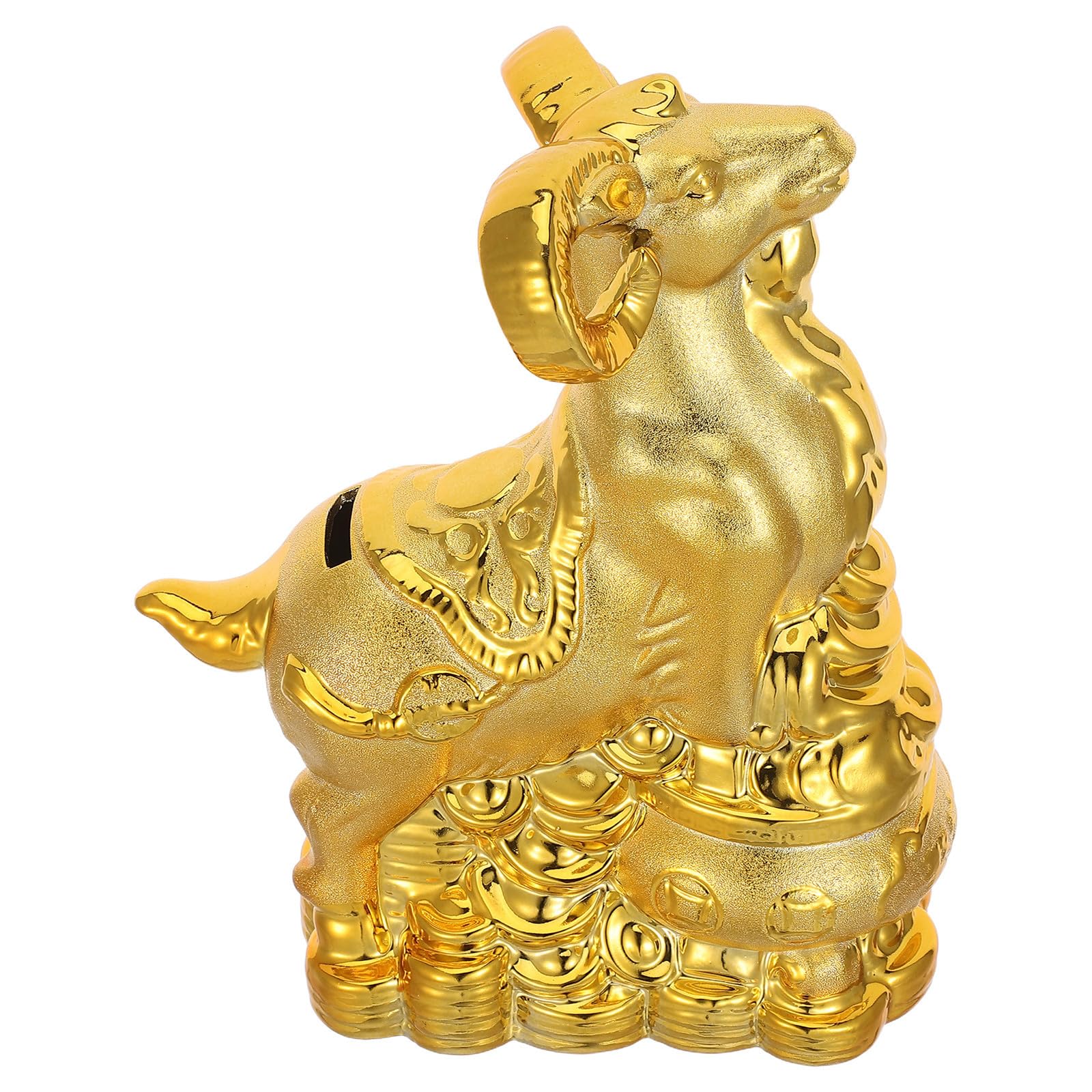 Goldene Ziegensparbüchse aus Keramik, Geldbank in Ziegenform