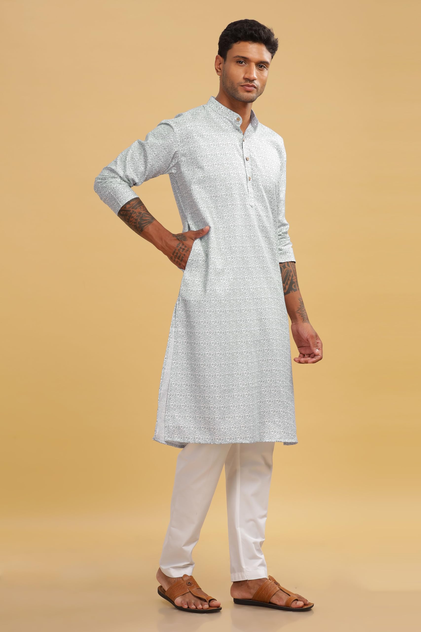 Be Active Men's Printed Black Kurta Set || Men Kurta Pajama || Men Kurta Pajama Set || Kurta Pajama For Men (C-Rf0048 Set 1 S)