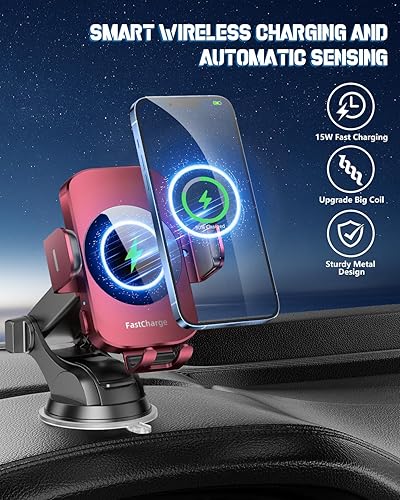 Miniatura 9 de Wireless Car Charger, Fast Charging Phone Holder BothLin 3 in 1 Phone Mount Auto Clamping Car Accessories Compatible with iPhone 15 14 13 12 11 Xs