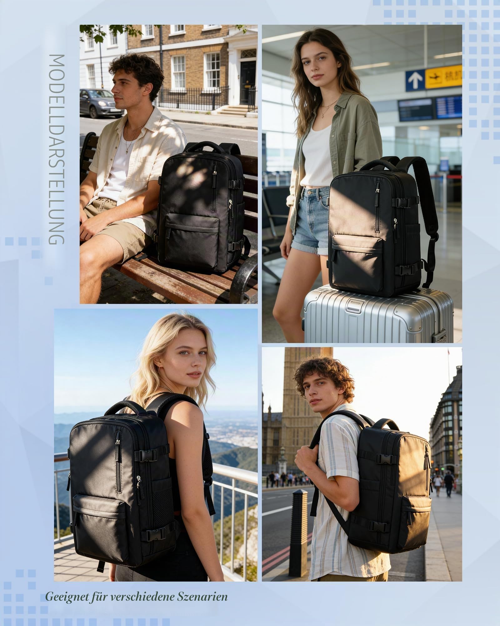 Vakuum Rucksack mit Pumpe Handgepäck Rucksack 40x30x20 für Ryanair Reiserucksack Wasserdichter Unter Dem Sitz Handgepäck Flugzeuge Weekendertasche Wanderrucksack Lässiger Tagesrucksack,D01-Schwarz