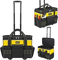 Vista 1 de 21" Rolling Tool Bag with Wheels,Waterproof Rolling Tool Tote Bag with Telescoping Handle,18 Pockets Multi-use Tool Bags Organizer for Construction