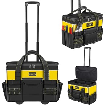 21 Inch Large Tool Bag with Wheels 18 Pockets Versatile Tool Bag