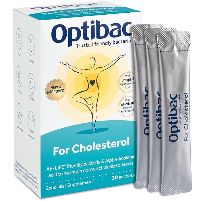 Buy Optibac Probiotics for Cholesterol Vegan Supplement with Omega 3 & Vitamin B1 to Support