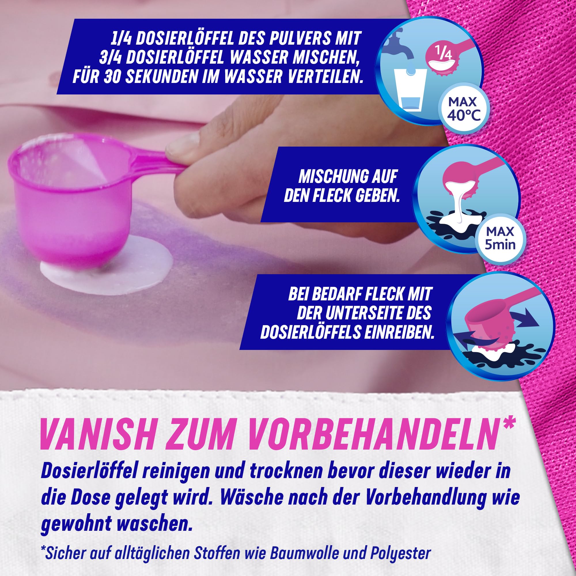 Vanish Oxi Action Pulver Pink – 1 x 1,65 kg – Fleckenentferner und Wäsche-Booster Pulver ohne Chlor – Für bunte Wäsche