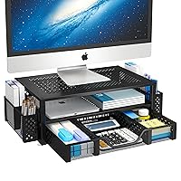 Simple Trending Supporto per monitor in metallo a 2 ripiani e organizer da scrivania per computer