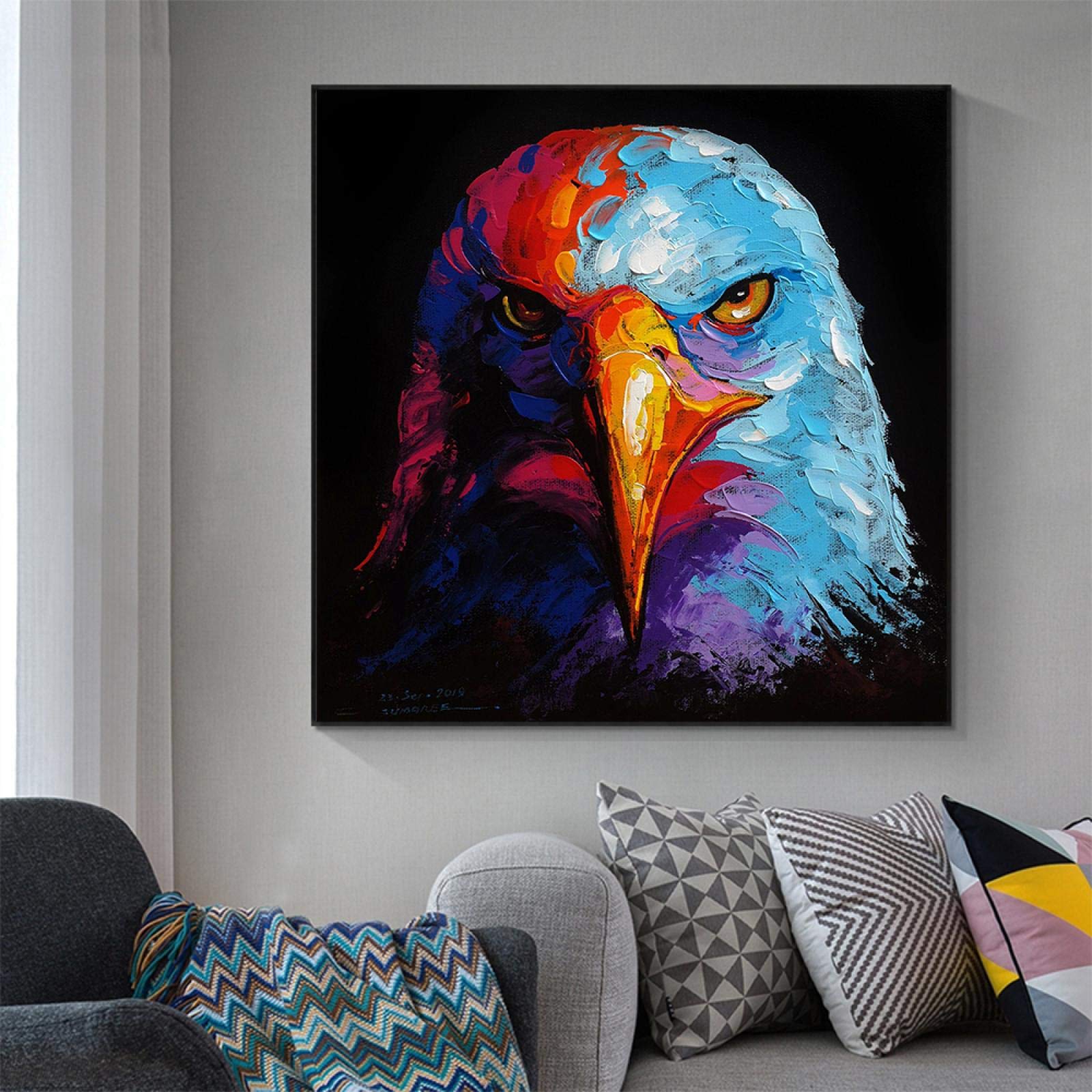 Amazon｜抽象鷲色動物キャンバス絵画絵壁アートモダンポスターリビング