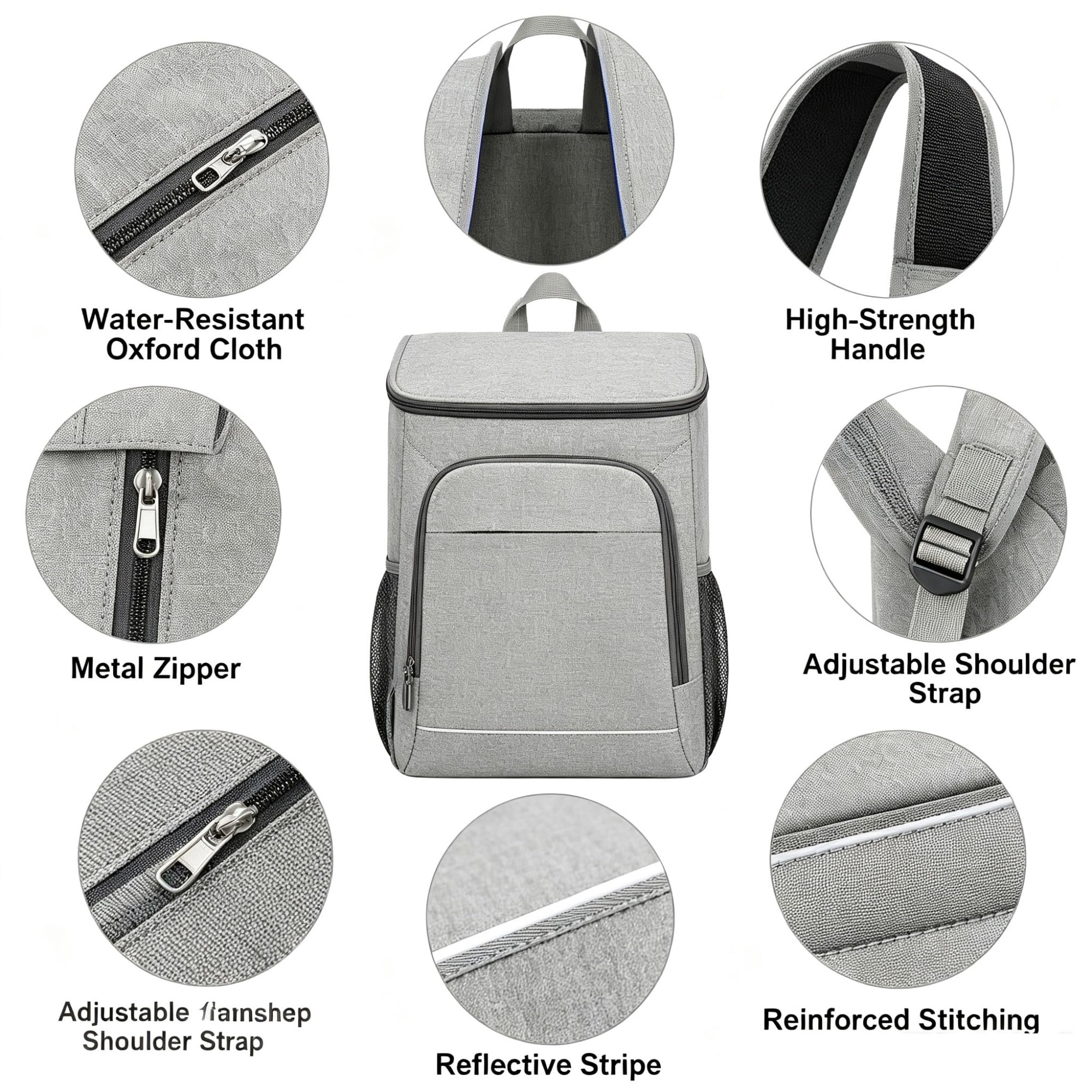 Mochila Térmica 30L a Prueba de Fugas, Bolsa Nevera Portátil con Compartimento para Ordenador y Bolsillo para Móvil, Mochila Isotérmica de Tela Oxford para Picnic Playa Camping Senderismo(A)