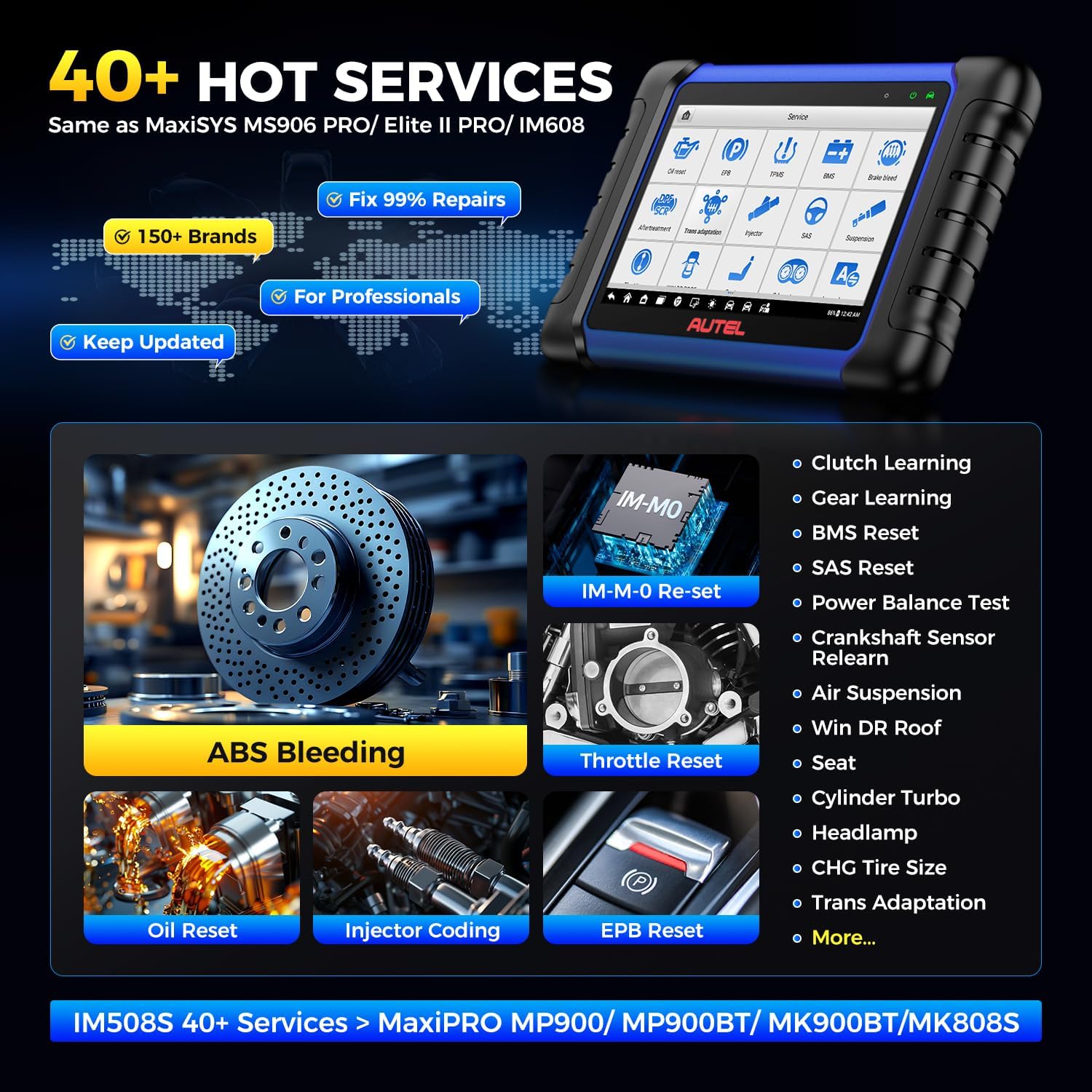 Autel MaxiIM IM508S OBD2 Scanner, 2026 Full Bidirectional 3000+ Active Tests, 40+ Services, OE All Systems OBDII Diagnostic Scan Tool, Up of MaxiCOM MK900BT MK900 MK808S, 10.0 OS 4GB/ 64GB, FCA