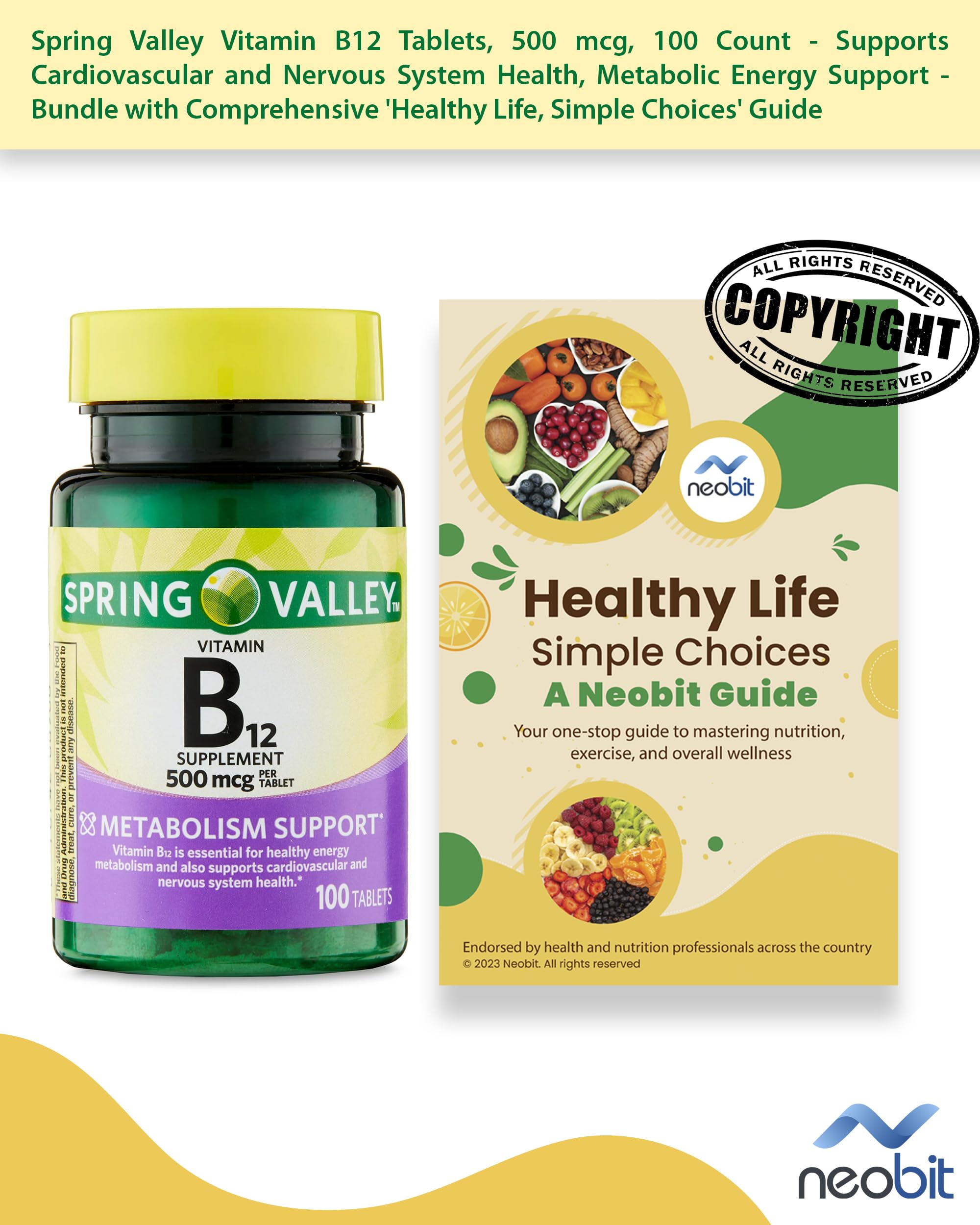 Spring Valley Vitamin B12 Tablets, 500 Mcg, 100 Count