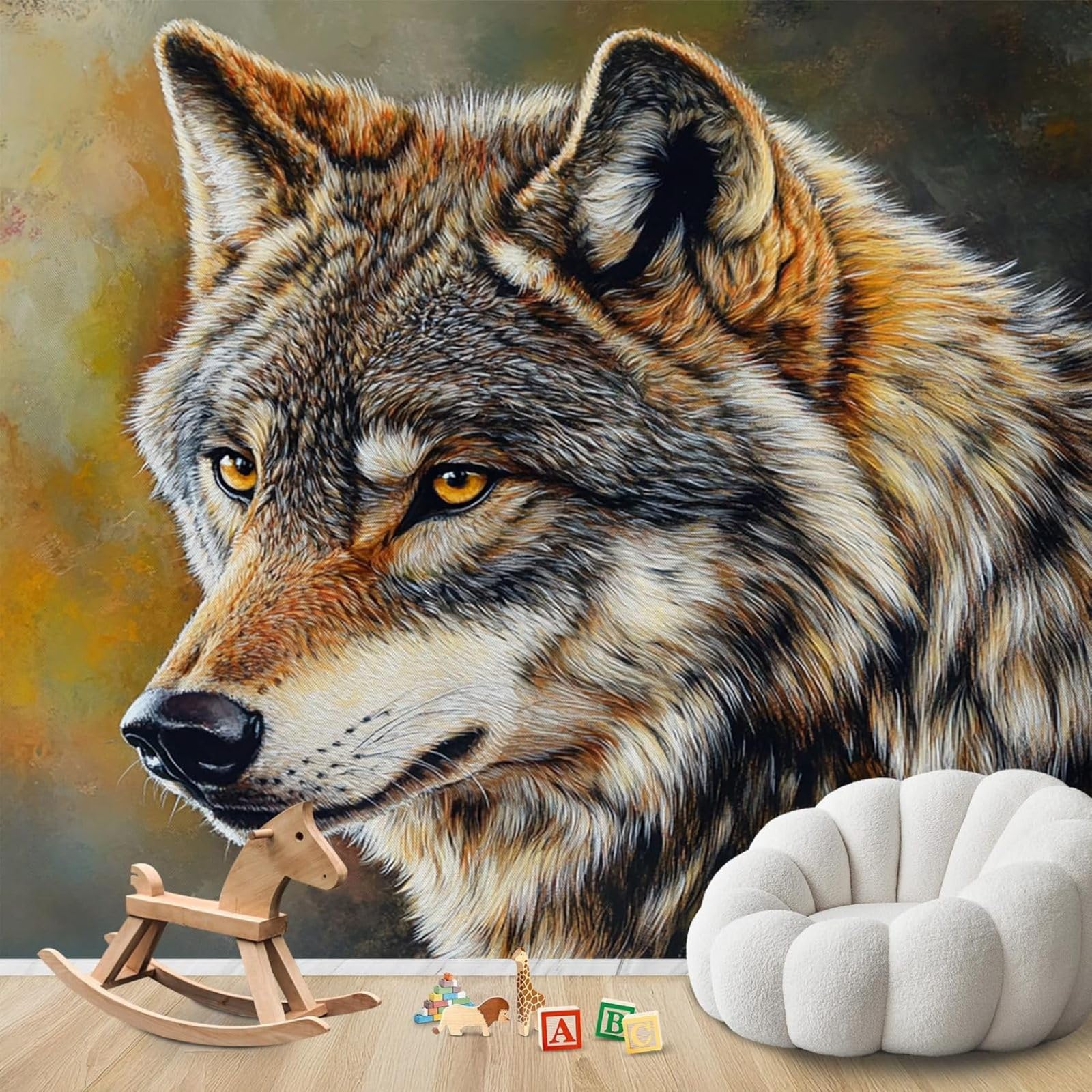Papier peint photo portrait de loup mural intissé grand format