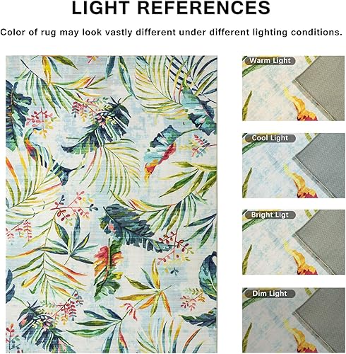Miniatura 2 de Jardin - Alfombras para exteriores, 7 pies 6 pulgadas x 9 pies 6 pulgadas, hojas florales para patio, porche, patio, vestíbulo, balcón, fácil