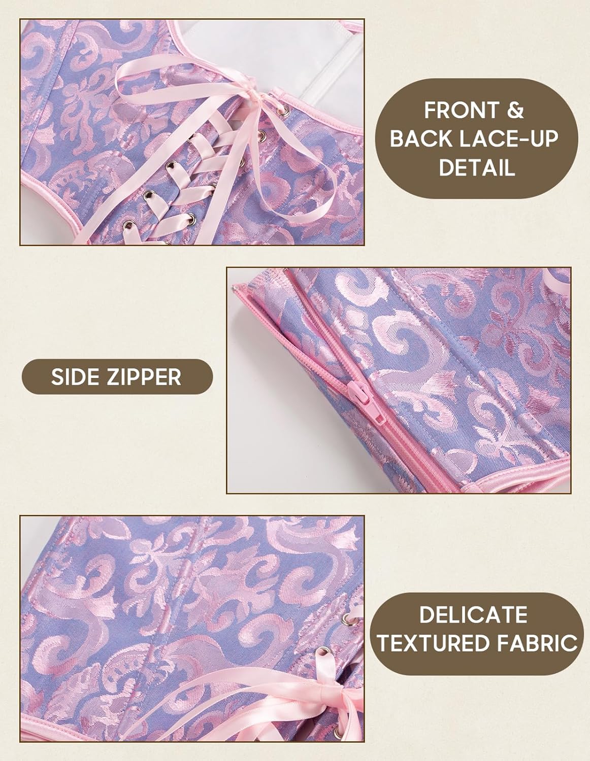 Scarlet Darkness Corset Tops for Women Renaissance Underbust Corset Boned Lace Up Corsets - Image 2