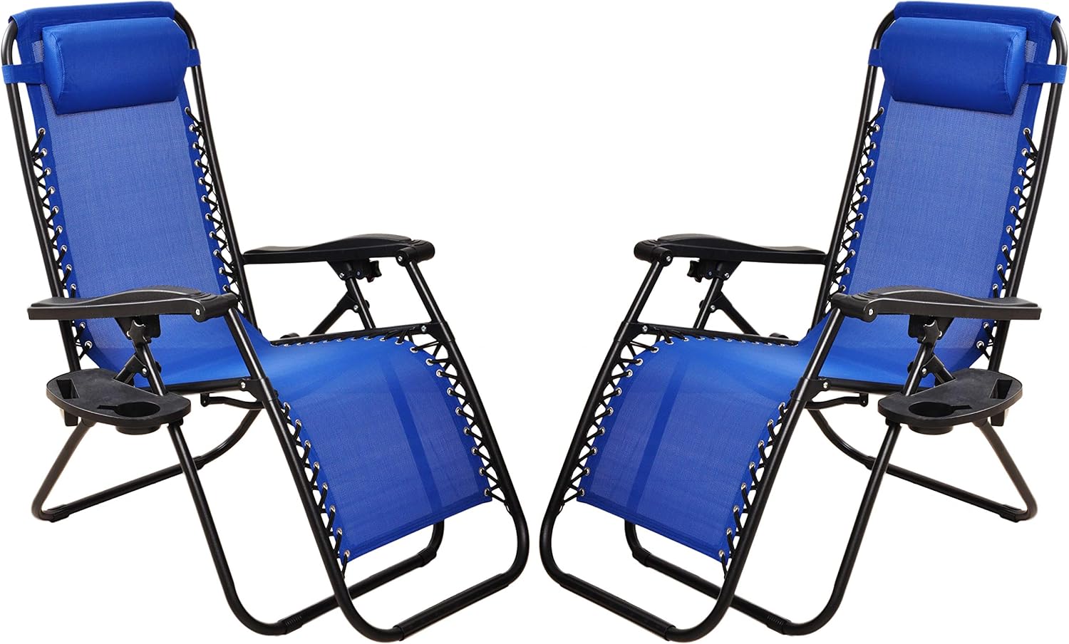 Elevon Adjustable Zero Gravity Lounge Chair Recliners for Patio, Yard, Multiple Colors and Sizes Blue 2-Pack