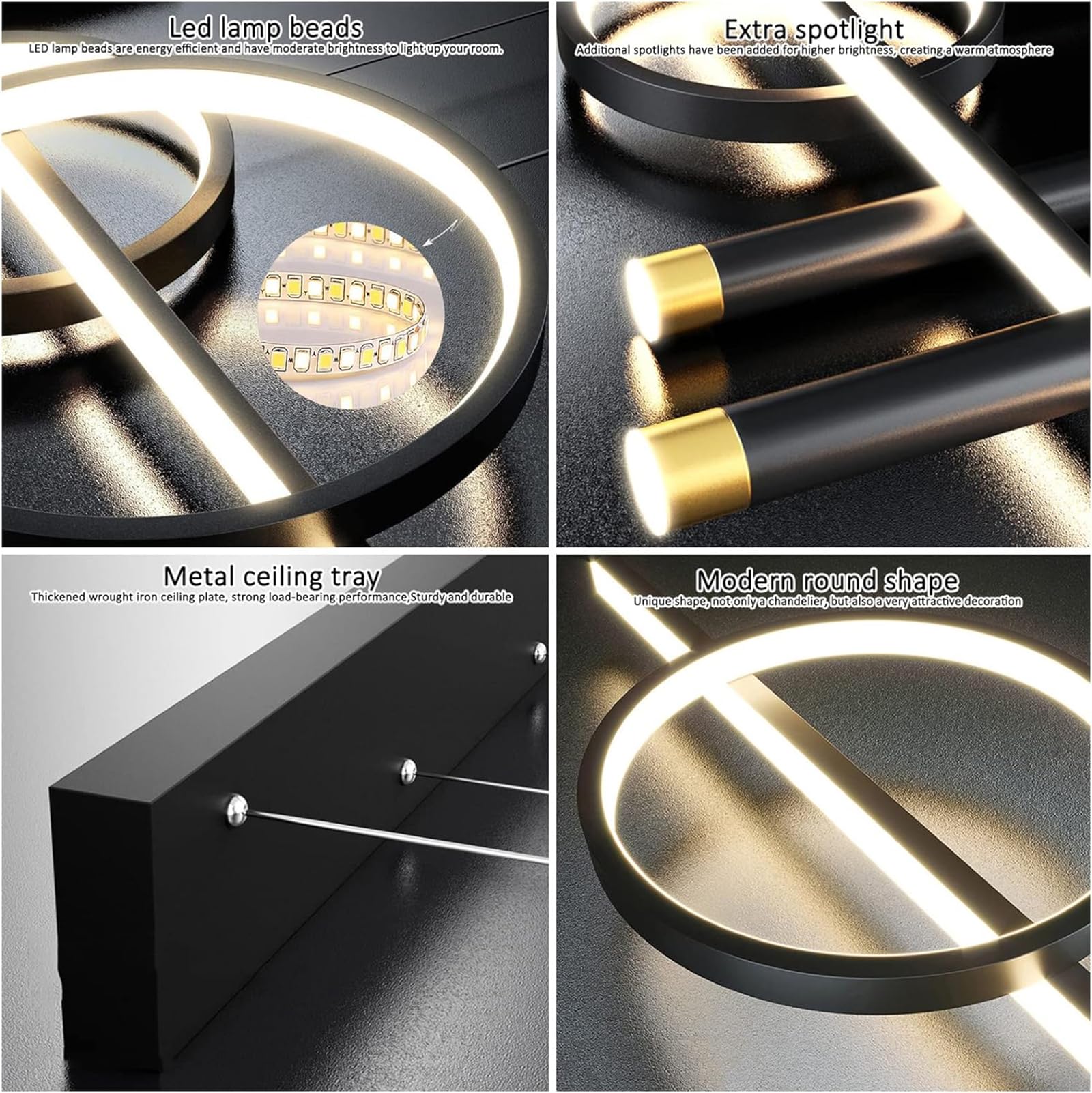 Suspension LED Moderne pour îlot de Cuisine avec Spot, luminaire Suspendu réglable, Lustre linéaire à intensité Variable pour Salle à Manger et Salon (100 cm/39, Noir)
