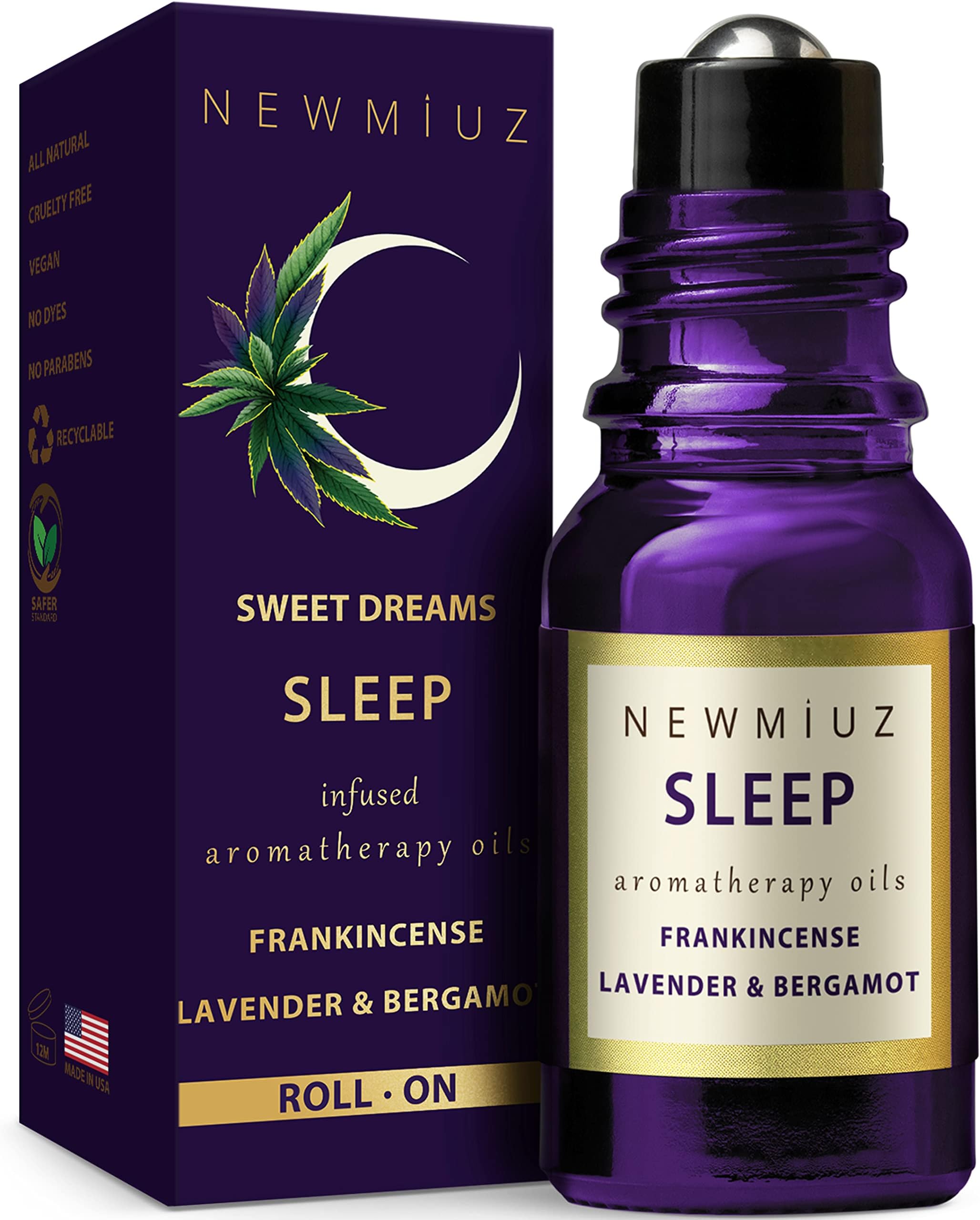 Sleep Roll On Essential Oil Anti Stress Calming Aromatherapy Stick Blend Lavender Oil Bergamot Frankincense Destress Relaxation Stress Gifts for Women Perfect Stocking Stuffers NEW MIUZ USA