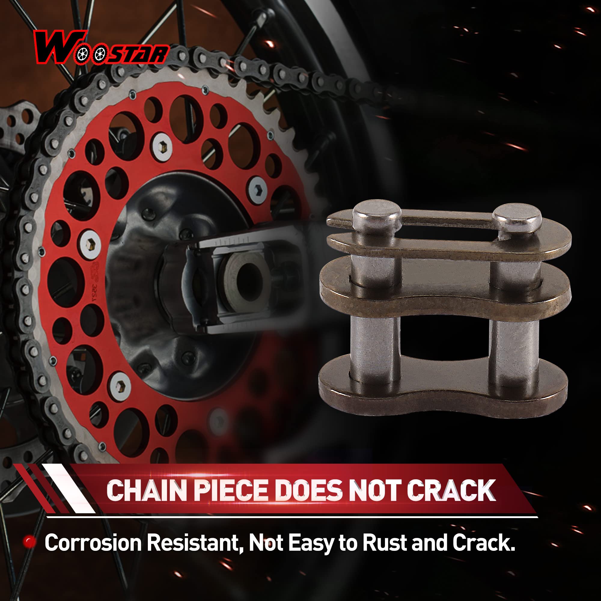 Catena Moto 25H WOOSTAR - Per 110cc-400cc ATV, Quad, Buggy, Confezione Da 10 Pezzi - Foto 6