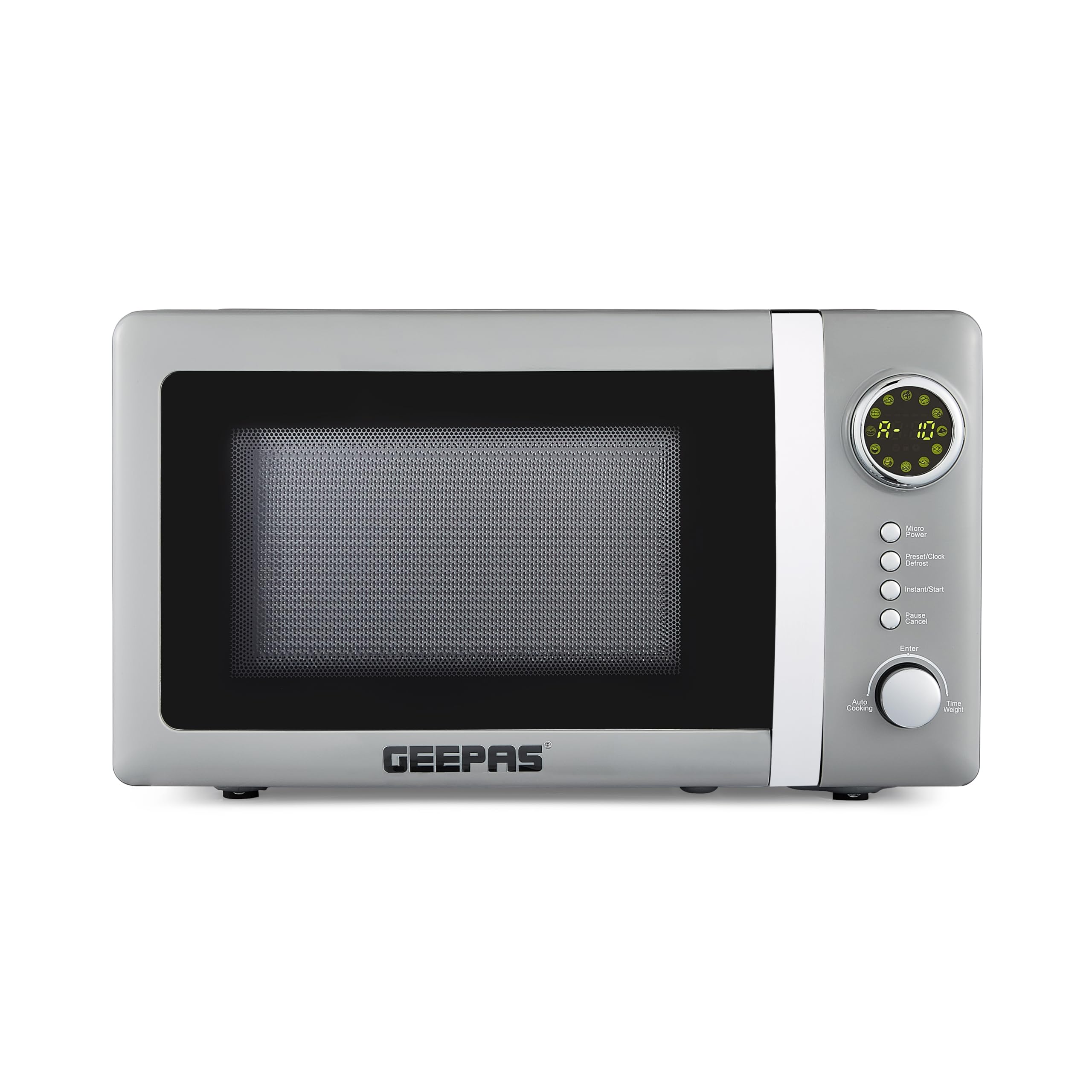 Geepas Retrovive 700W Digital Microwave Oven, 20L - Grey, Grey