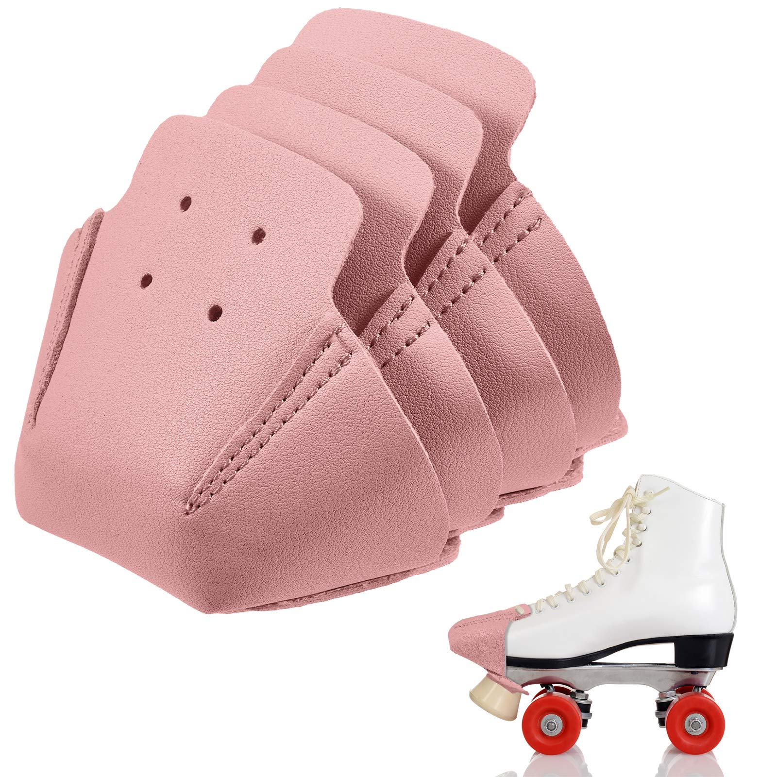 Geyoga 4 Pieces Toe Cap Guards Protectors Toe Caps Artificial Leather Roller Skate Protectors for Quad Roller Skate(Pink)
