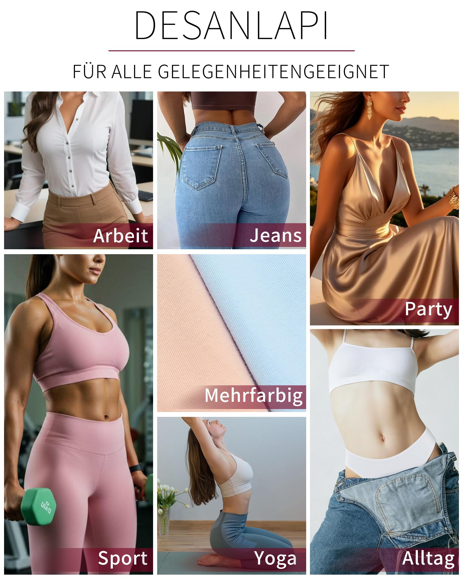 Desanlapi String Tanga Damen Baumwolle Slips Unterwäsche Frauen Unterhosen Thong Panties 6er Pack Women Underwear Baumwoll Atmungsaktiv Weich Bequem Sexy S - XL