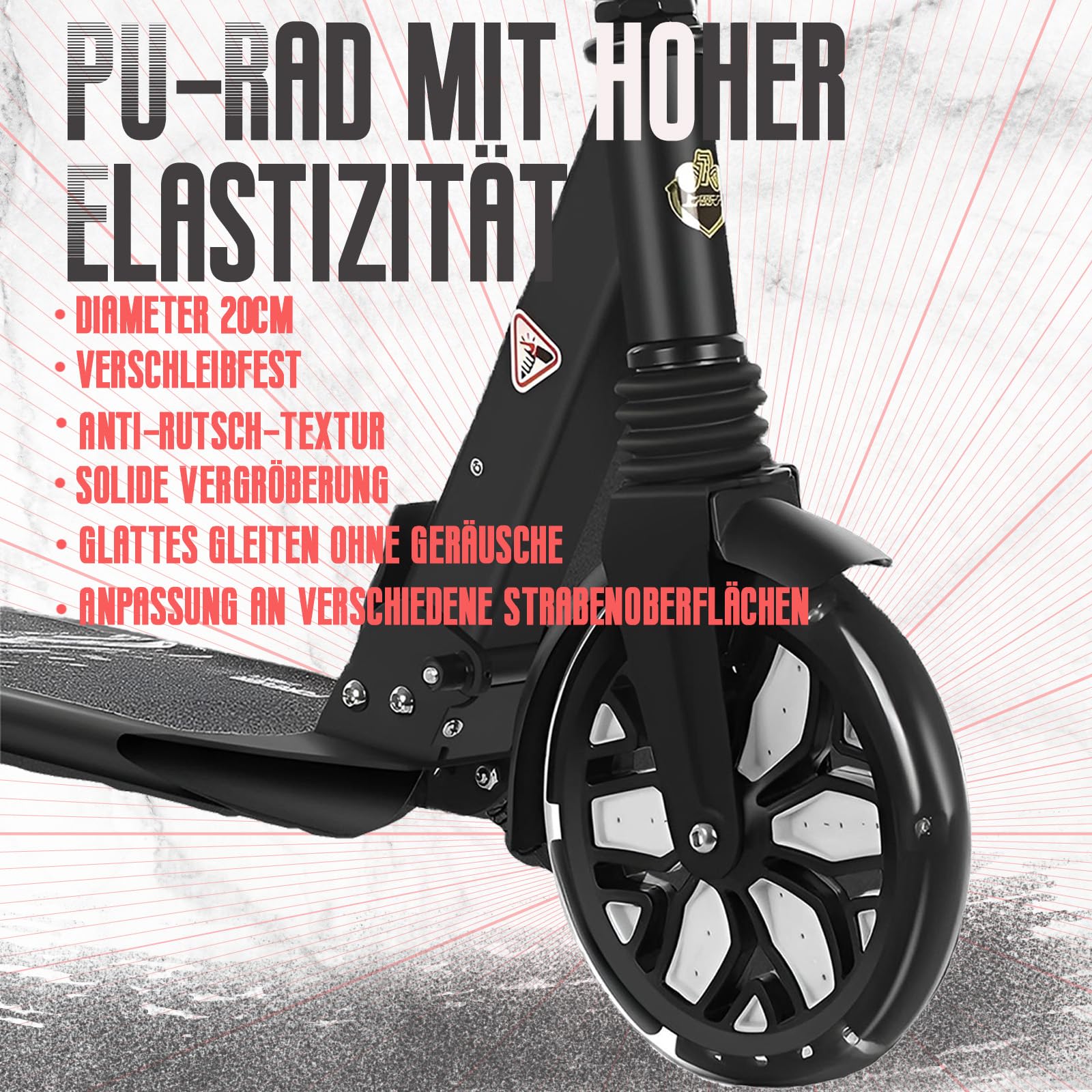 Big Wheel Scooter - Patinete urbano plegable para niños, altura regulable, patinete para adultos | patinete para niños de 8 años | rueda LED | patinete infantil