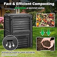 Vista 5 de Happygrill Contenedor de compostaje para exteriores, caja de compostaje con tapa superior con pestillo, compostador de 80 galones para desechos