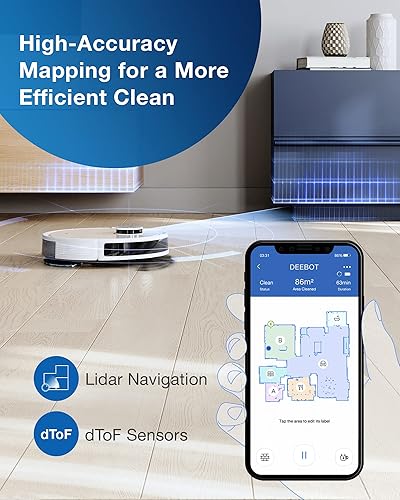 Miniatura 5 de ECOVACS DEEBOT N10 PLUS - Combo de robot aspirador y trapeador con estación de vacío automático, limpieza manos libres durante 60 días, succión de